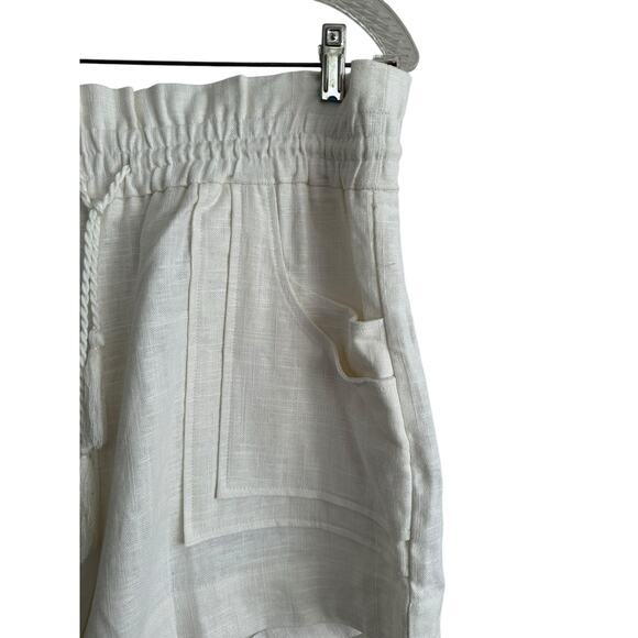 NEW House of Harlow 1960 High Waisted Ivory Linen Blend Pocket Shorts Size Large - Picture 3 of 6